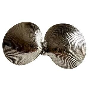 Vintage Mimi di N Belt Buckle 1971 Silver Tone Double Disc Textured Modernist